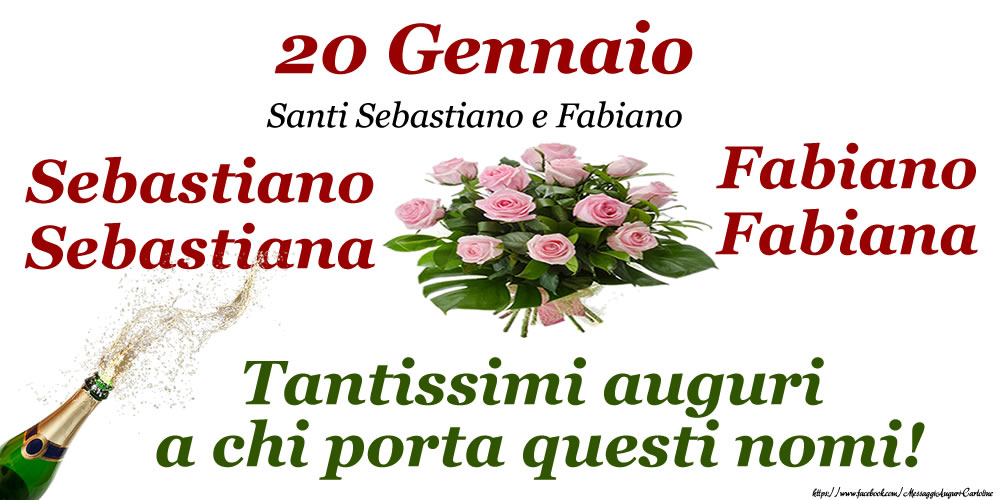 20 Gennaio - Santi Sebastiano e Fabiano - Cartoline onomastico con santi del giorno