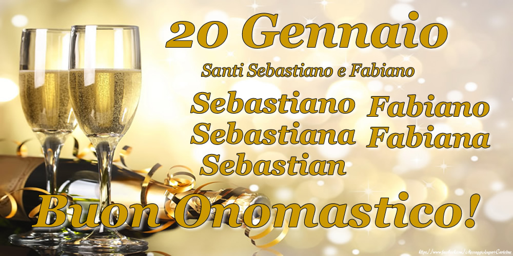 20 Gennaio - Santi Sebastiano e Fabiano - Cartoline onomastico con santi del giorno
