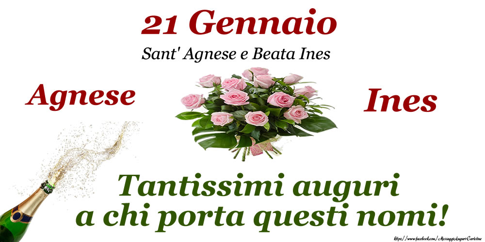 21 Gennaio - Sant' Agnese e Beata Ines - Cartoline onomastico