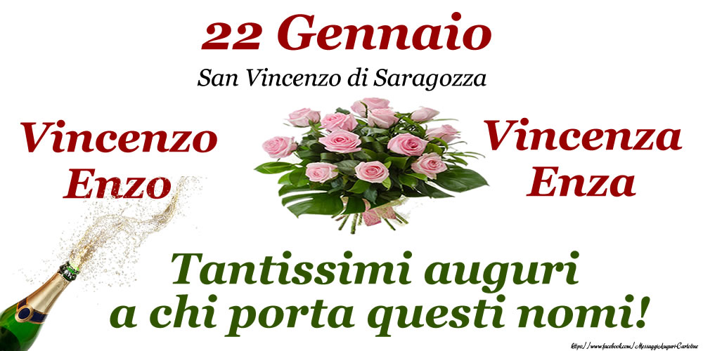 22 Gennaio - San Vincenzo di Saragozza Tantissimi auguri! - Cartoline onomastico