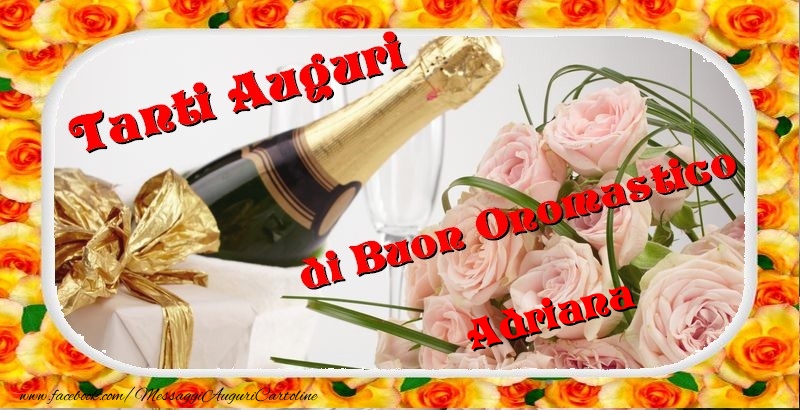 Buon onomastico, Adriana - Cartoline onomastico con mazzo di fiori