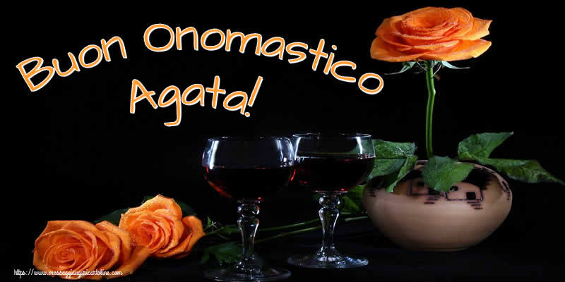 Buon Onomastico Agata! - Cartoline onomastico con champagne
