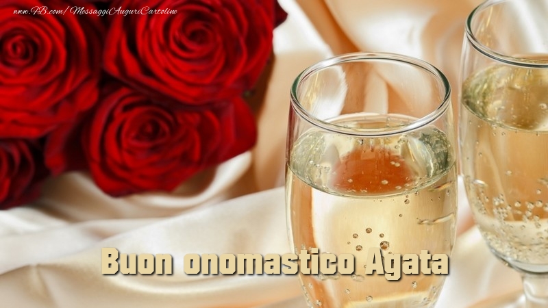 Buon onomastico Agata - Cartoline onomastico con rose