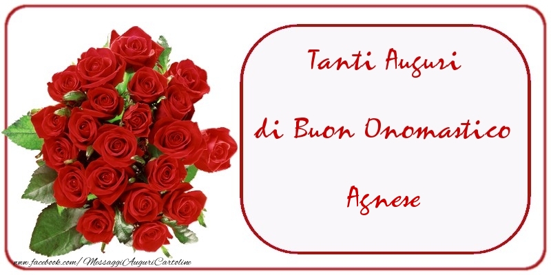 Tanti Auguri di Buon Onomastico Agnese - Cartoline onomastico con mazzo di fiori