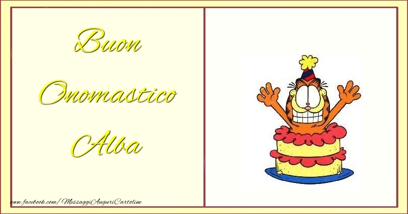 Buon Onomastico Alba - Cartoline onomastico con torta