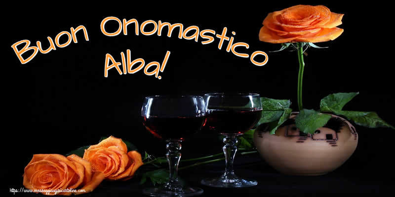 Buon Onomastico Alba! - Cartoline onomastico con champagne