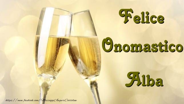 Felice Onomastico Alba - Cartoline onomastico con champagne
