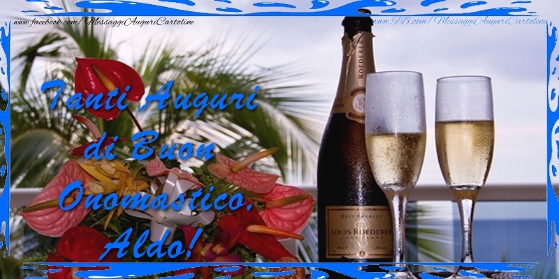 Tanti Auguri di Buon Onomastico Aldo - Cartoline onomastico con mazzo di fiori