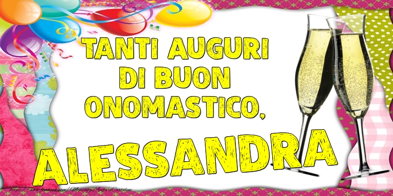 Tanti Auguri di Buon Onomastico, Alessandra - Cartoline onomastico con palloncini