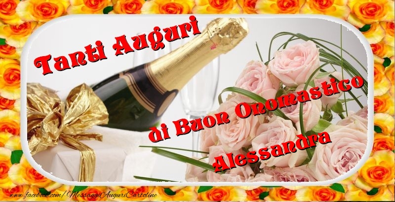 Buon onomastico, Alessandra - Cartoline onomastico con mazzo di fiori