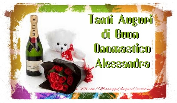 Tanti Auguri di Buon Onomastico Alessandra - Cartoline onomastico con animali