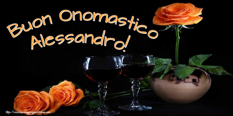 Buon Onomastico Alessandro! - Cartoline onomastico con champagne