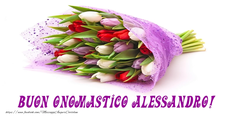 Buon Onomastico Alessandro! - Cartoline onomastico con mazzo di fiori