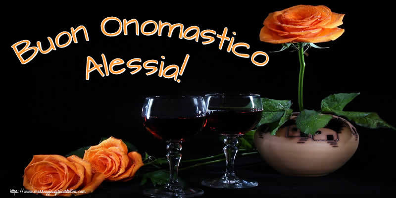 Buon Onomastico Alessia! - Cartoline onomastico con champagne