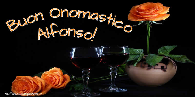 Buon Onomastico Alfonso! - Cartoline onomastico con champagne