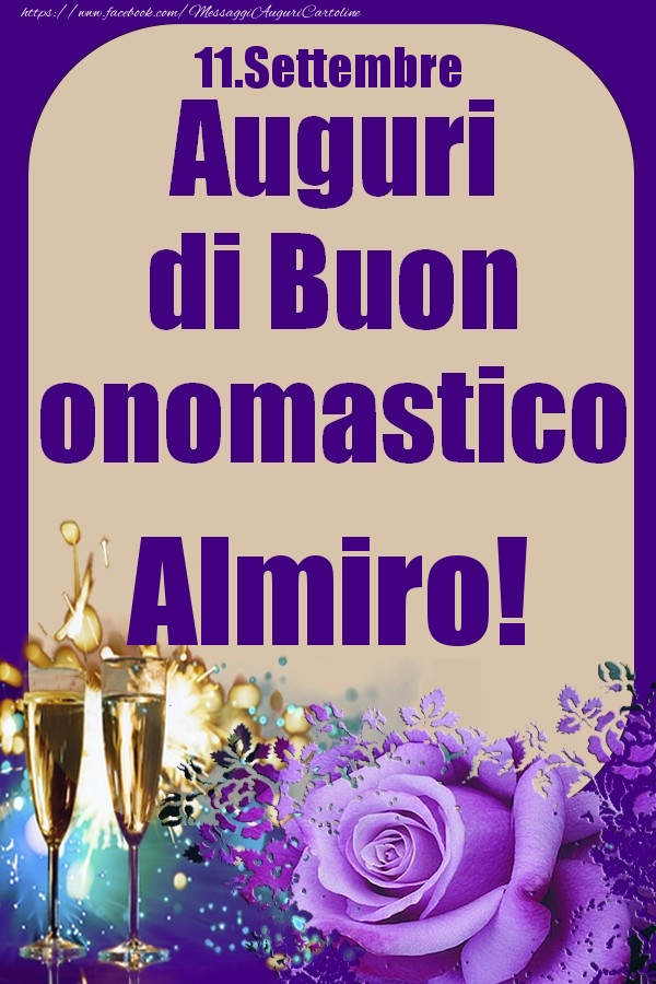 11.Settembre - Auguri di Buon Onomastico  Almiro! - Cartoline onomastico