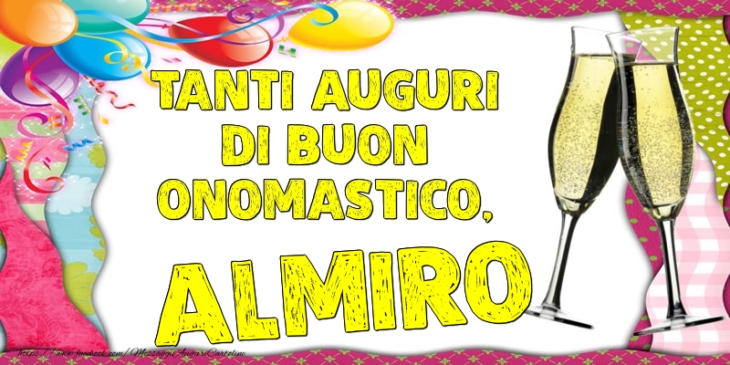 Tanti Auguri di Buon Onomastico, Almiro - Cartoline onomastico con palloncini