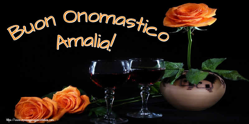 Buon Onomastico Amalia! - Cartoline onomastico con champagne