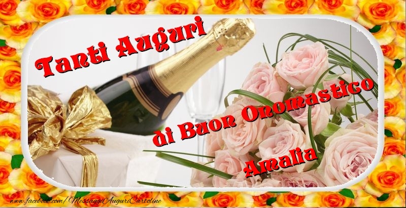 Buon onomastico, Amalia - Cartoline onomastico con mazzo di fiori