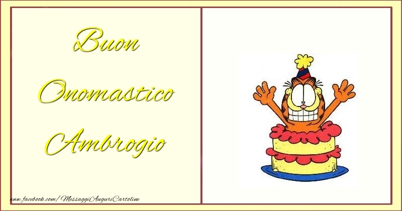Buon Onomastico Ambrogio - Cartoline onomastico con torta