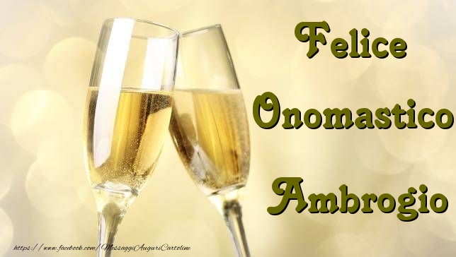 Felice Onomastico Ambrogio - Cartoline onomastico con champagne