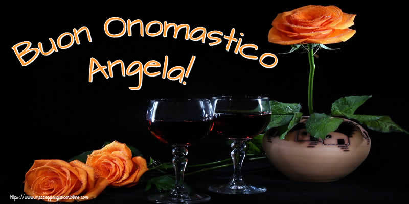 Buon Onomastico Angela! - Cartoline onomastico con champagne