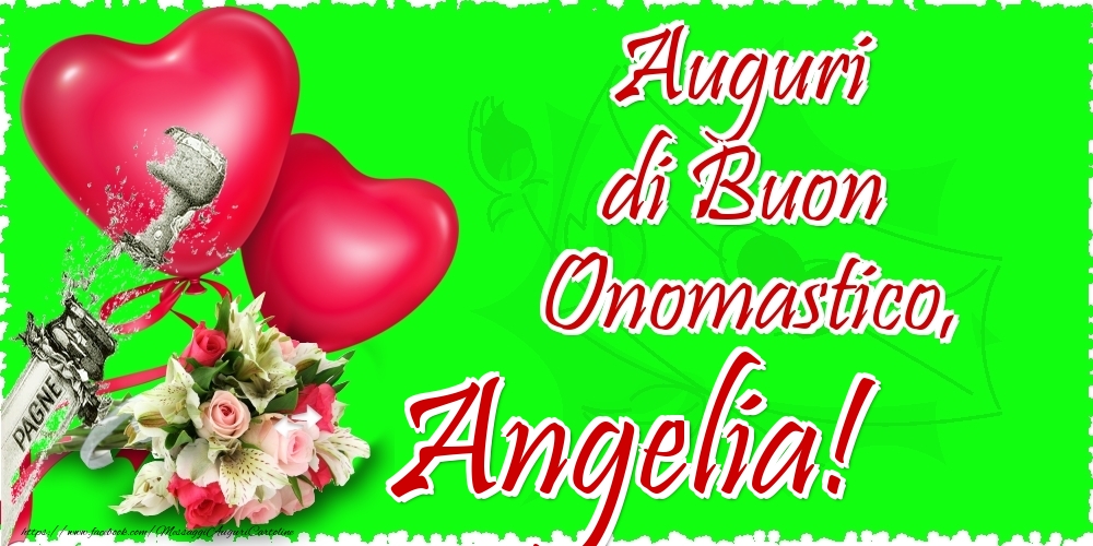 Auguri di Buon Onomastico, Angelia - Cartoline onomastico con il cuore