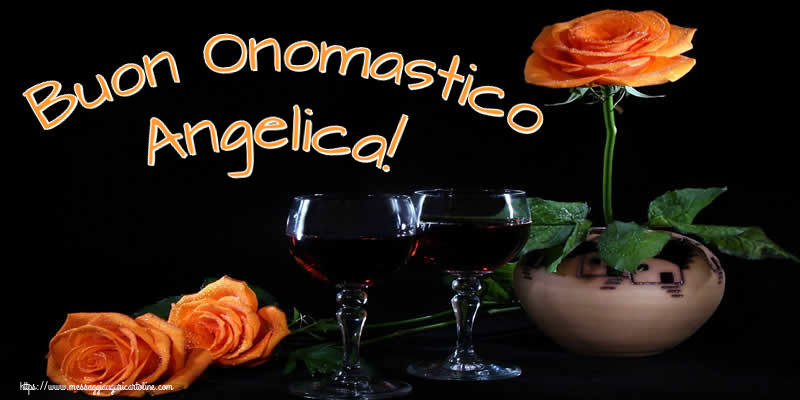 Buon Onomastico Angelica! - Cartoline onomastico con champagne