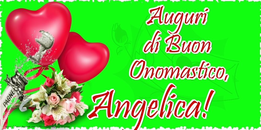 Auguri di Buon Onomastico, Angelica - Cartoline onomastico con il cuore
