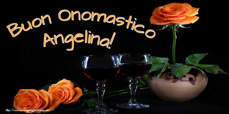 Buon Onomastico Angelina! - Cartoline onomastico con champagne
