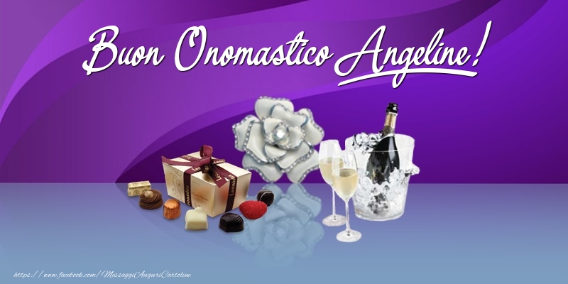 Buon Onomastico Angeline! - Cartoline onomastico con regalo
