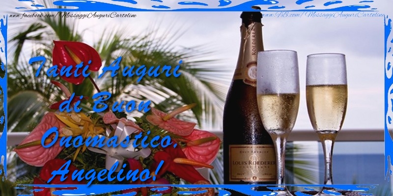 Tanti Auguri di Buon Onomastico Angelino - Cartoline onomastico con mazzo di fiori