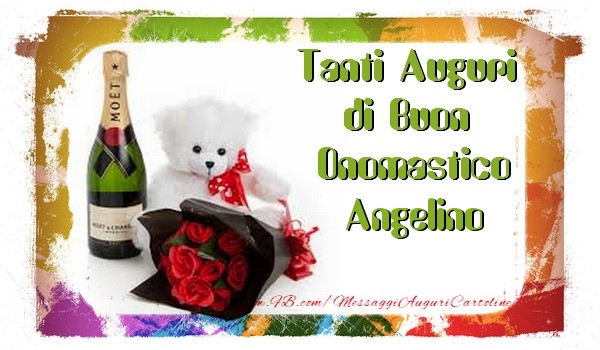 Tanti Auguri di Buon Onomastico Angelino - Cartoline onomastico con animali