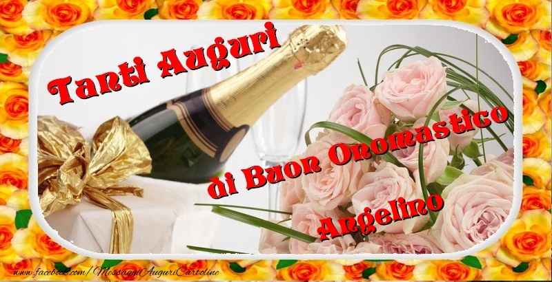 Buon onomastico, Angelino - Cartoline onomastico con mazzo di fiori