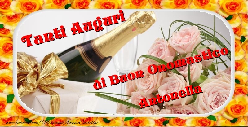 Buon onomastico, Antonella - Cartoline onomastico con mazzo di fiori