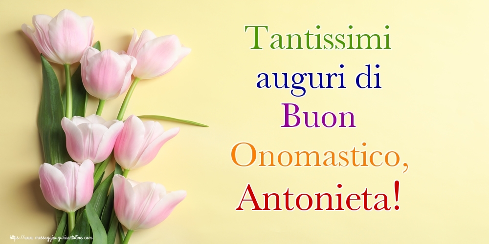 Tantissimi auguri di Buon Onomastico, Antonieta! - Cartoline onomastico con mazzo di fiori