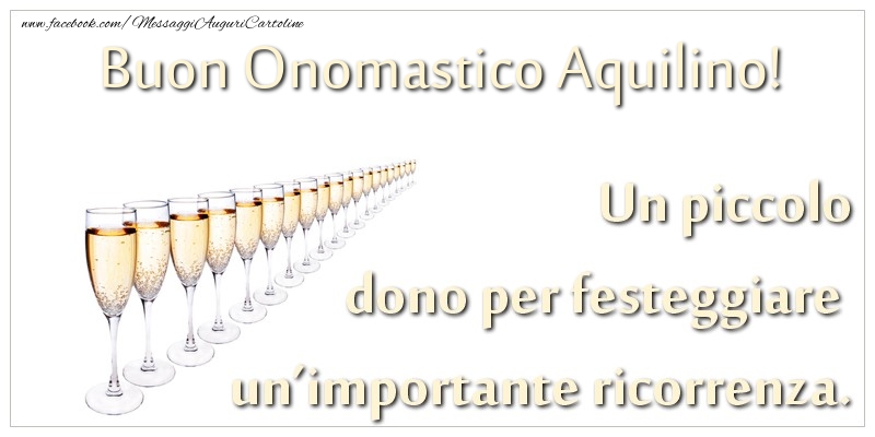 Un piccolo dono per festeggiare un’importante ricorrenza. Buon onomastico Aquilino! - Cartoline onomastico con champagne