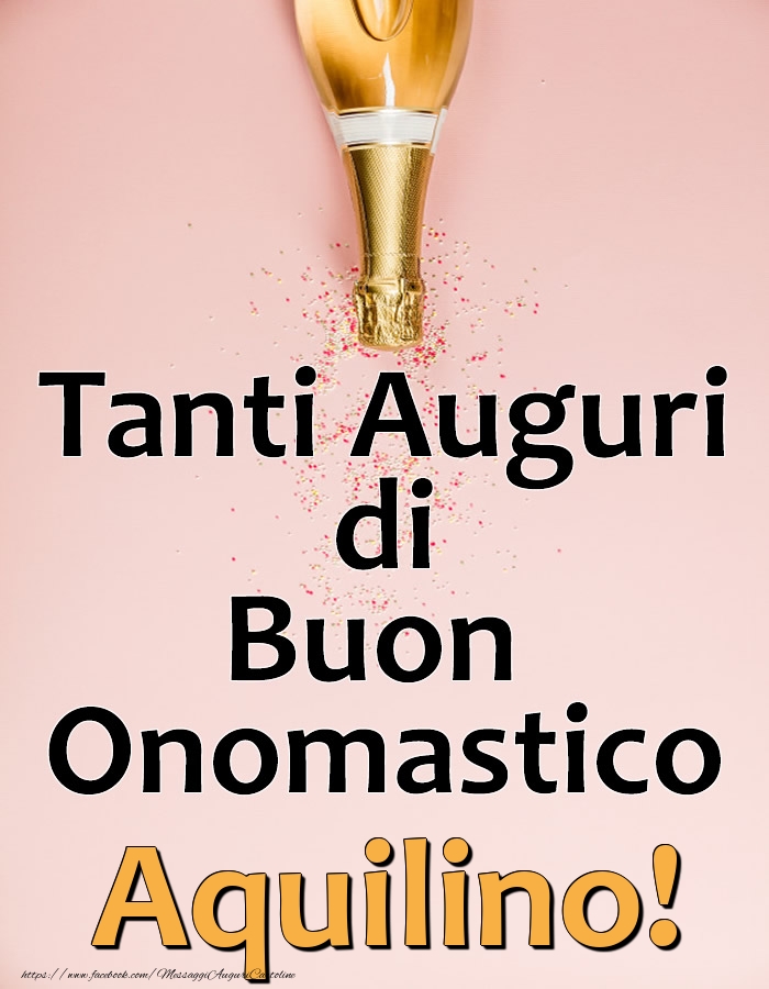 Tanti Auguri di Buon Onomastico Aquilino! - Cartoline onomastico con champagne