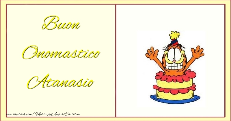Buon Onomastico Atanasio - Cartoline onomastico con torta