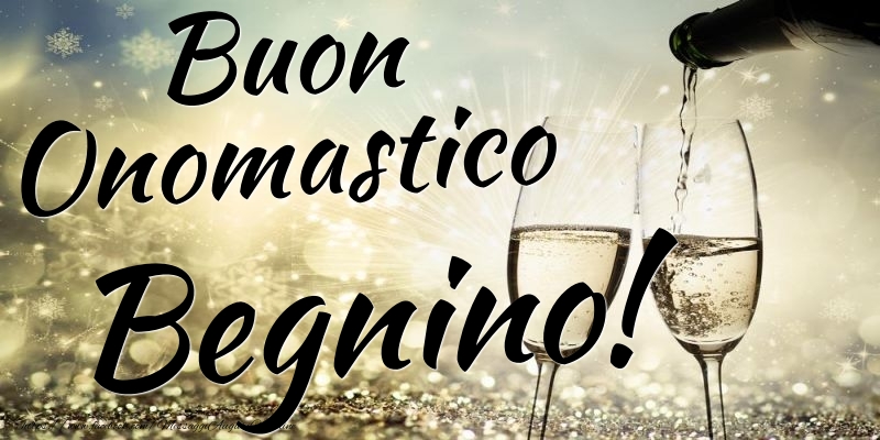 Buon Onomastico Begnino - Cartoline onomastico con champagne