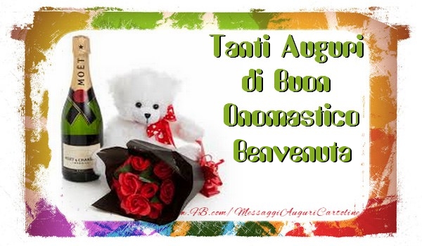 Tanti Auguri di Buon Onomastico Benvenuta - Cartoline onomastico con animali