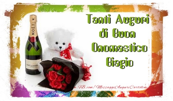 Tanti Auguri di Buon Onomastico Biagio - Cartoline onomastico con animali