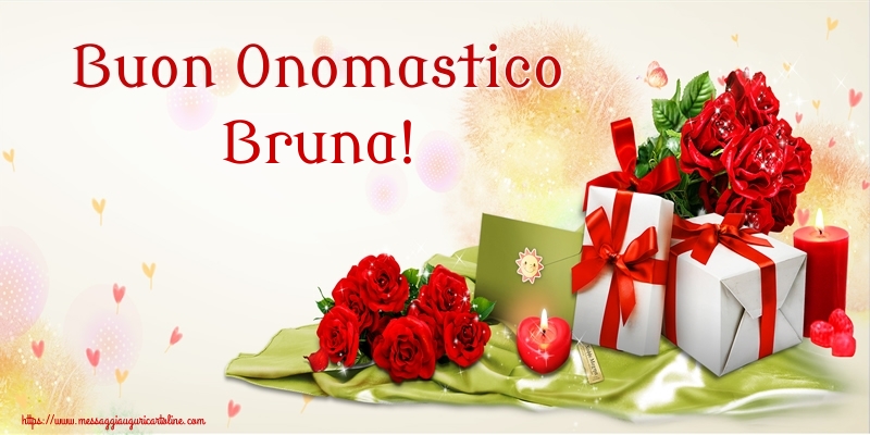 Buon Onomastico Bruna! - Cartoline onomastico con fiori