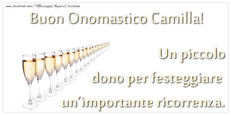 Un piccolo dono per festeggiare un’importante ricorrenza. Buon onomastico Camilla! - Cartoline onomastico con champagne