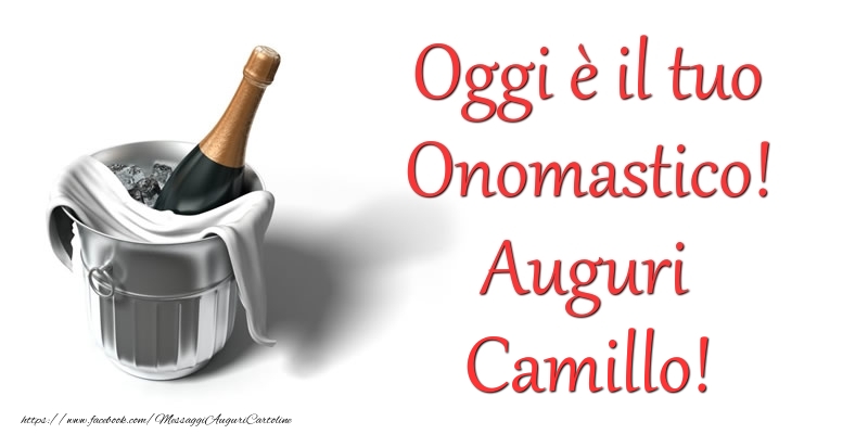 Oggi e il tuo Onomastico! Auguri Camillo - Cartoline onomastico con champagne