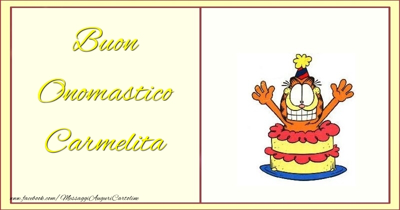 Buon Onomastico Carmelita - Cartoline onomastico con torta