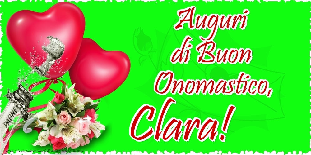 Auguri di Buon Onomastico, Clara - Cartoline onomastico con il cuore