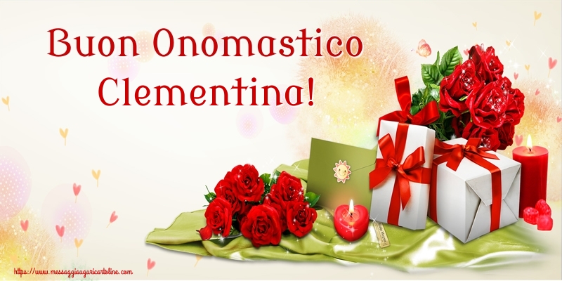 Buon Onomastico Clementina! - Cartoline onomastico con fiori