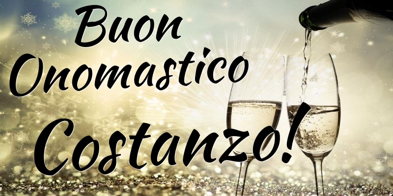 Buon Onomastico Costanzo - Cartoline onomastico con champagne