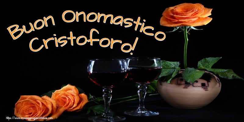 Buon Onomastico Cristoforo! - Cartoline onomastico con champagne